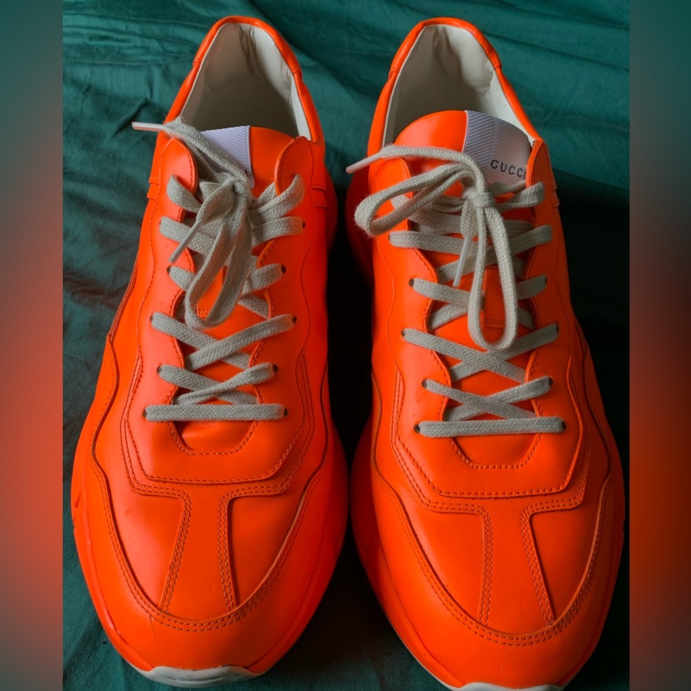 Gucci Apollo Fluo Leather Mens Sneaker (Neon Orange)
